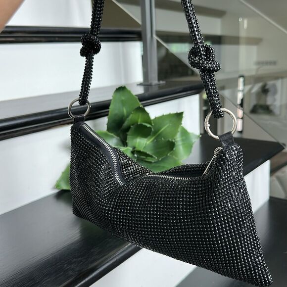 Shimmer Evening Shoulder Bag Sparkle with Knot Strap, Like New - Picture 7 of 11